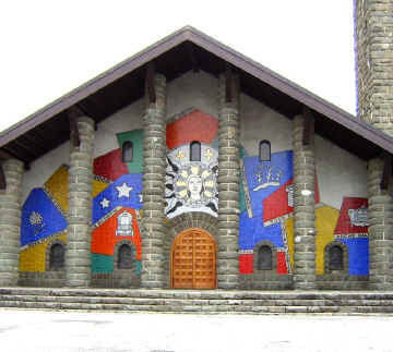 mosaics on church front at Plateau d'Assy