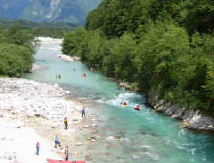 Water sports on the Soca River